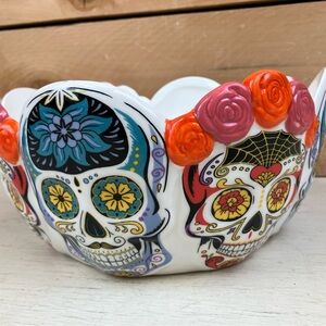 Cost Plus World Market Colorful Sugar Skull Bowl Halloween Candy